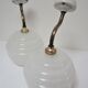 Pair of porcelain sconces brass glass of clchy white art deco