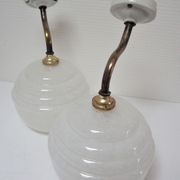 Pair of porcelain sconces brass glass of clchy white art deco