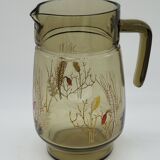 Pitcher and 6 lemonade glasses - wheat cob decoration - Luminarc France - vintage 70s