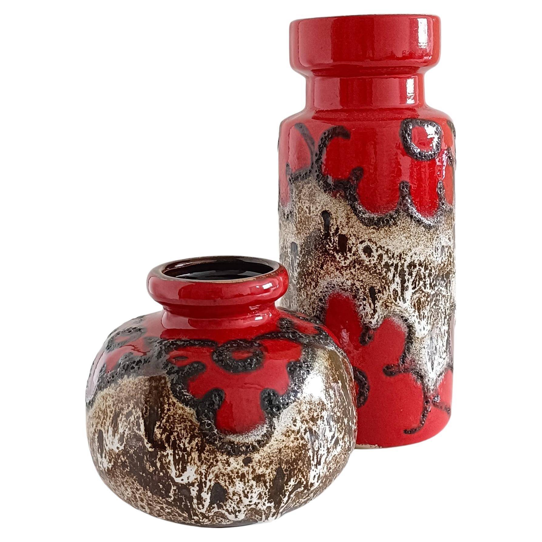 Vases en céramique Scheurich de style mid-century modern, Allemagne de l'Ouest, années 1960.