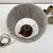 Rattan lamp and its mottled white wool lampshade