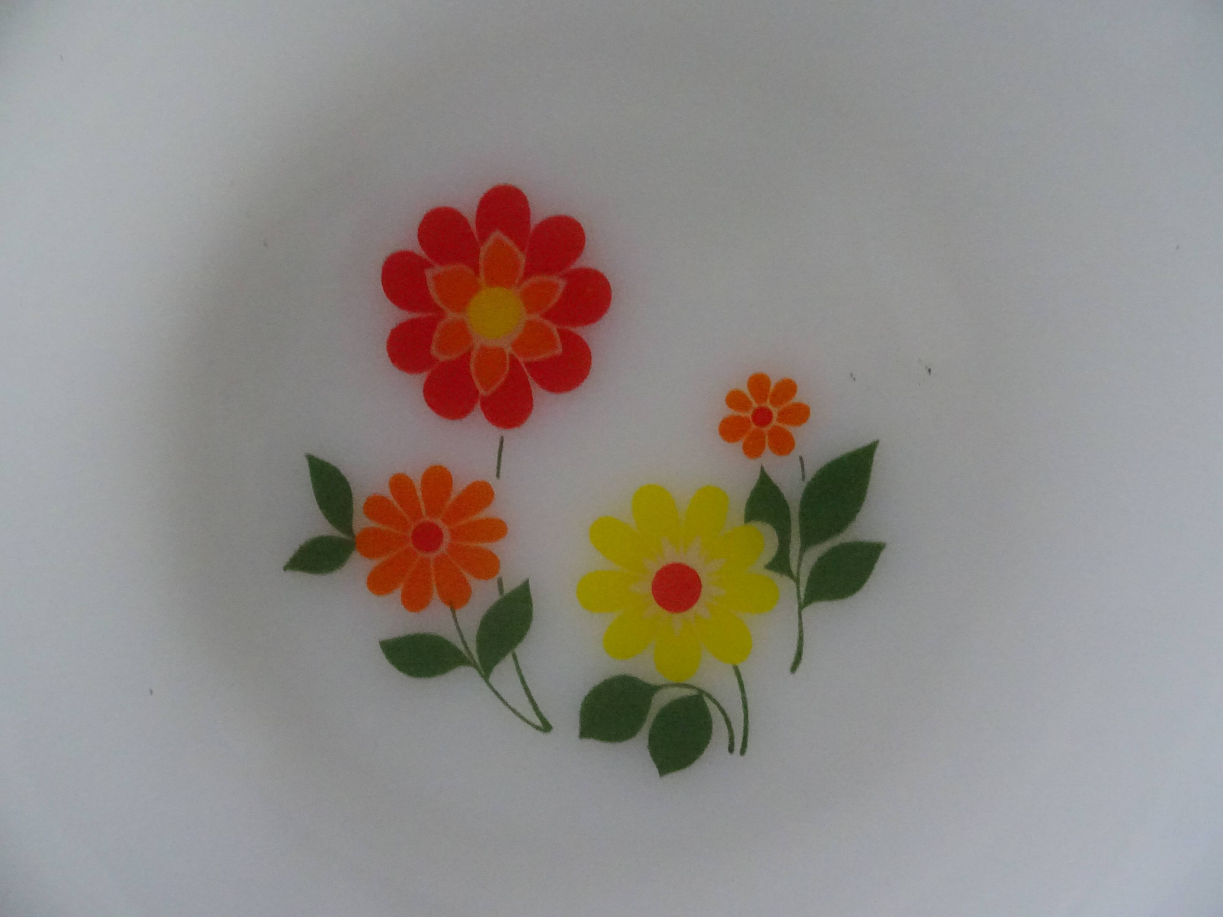 6 plates flowers orange yellow crown arcopal vintage