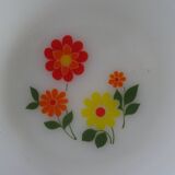 6 assiettes  fleurs orange jaune calotte arcopal vintage