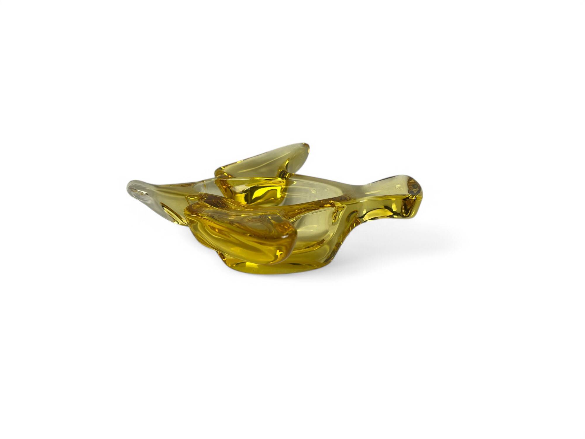 Murano, yellow glass bird-shaped pocket tray, 20th century