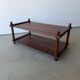 Pine slatted coffee table in vintage 1970s Scandinavian design.