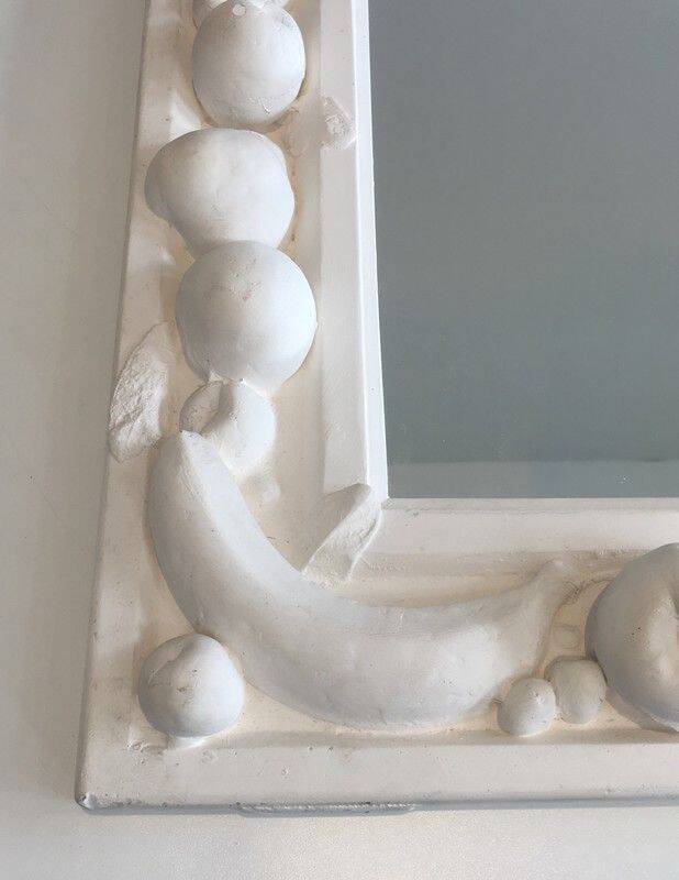 Unique decorative plaster mirror with fruit decorations