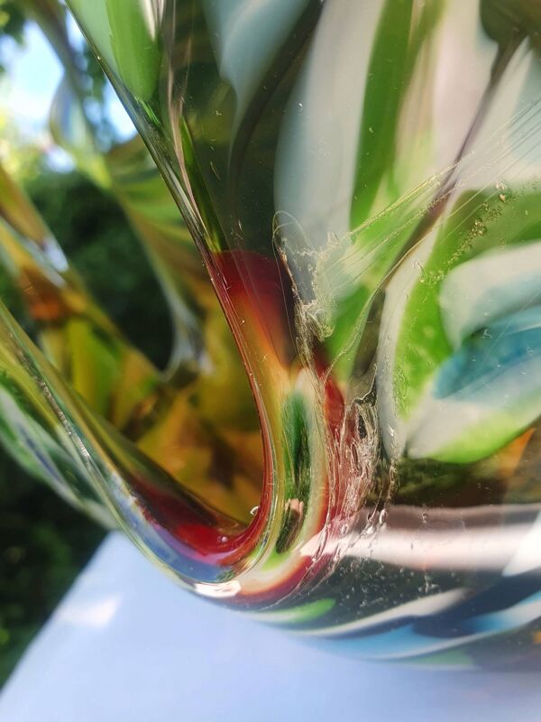 Grand vase Makora en verre fait main années 70