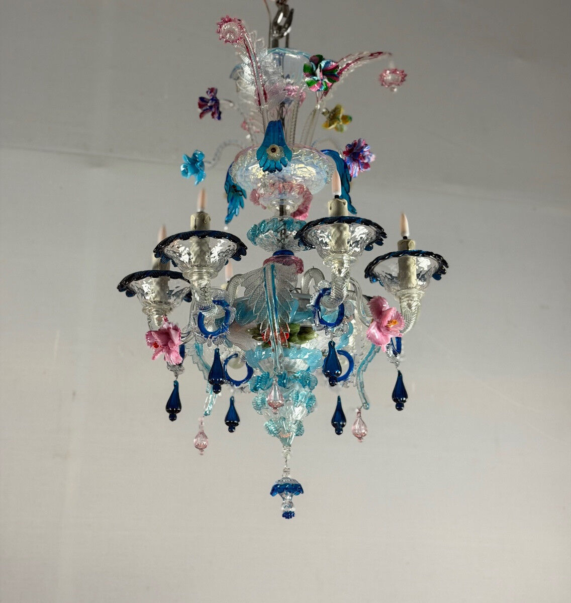Venetian chandelier in multicolored Murano glass, circa 1930