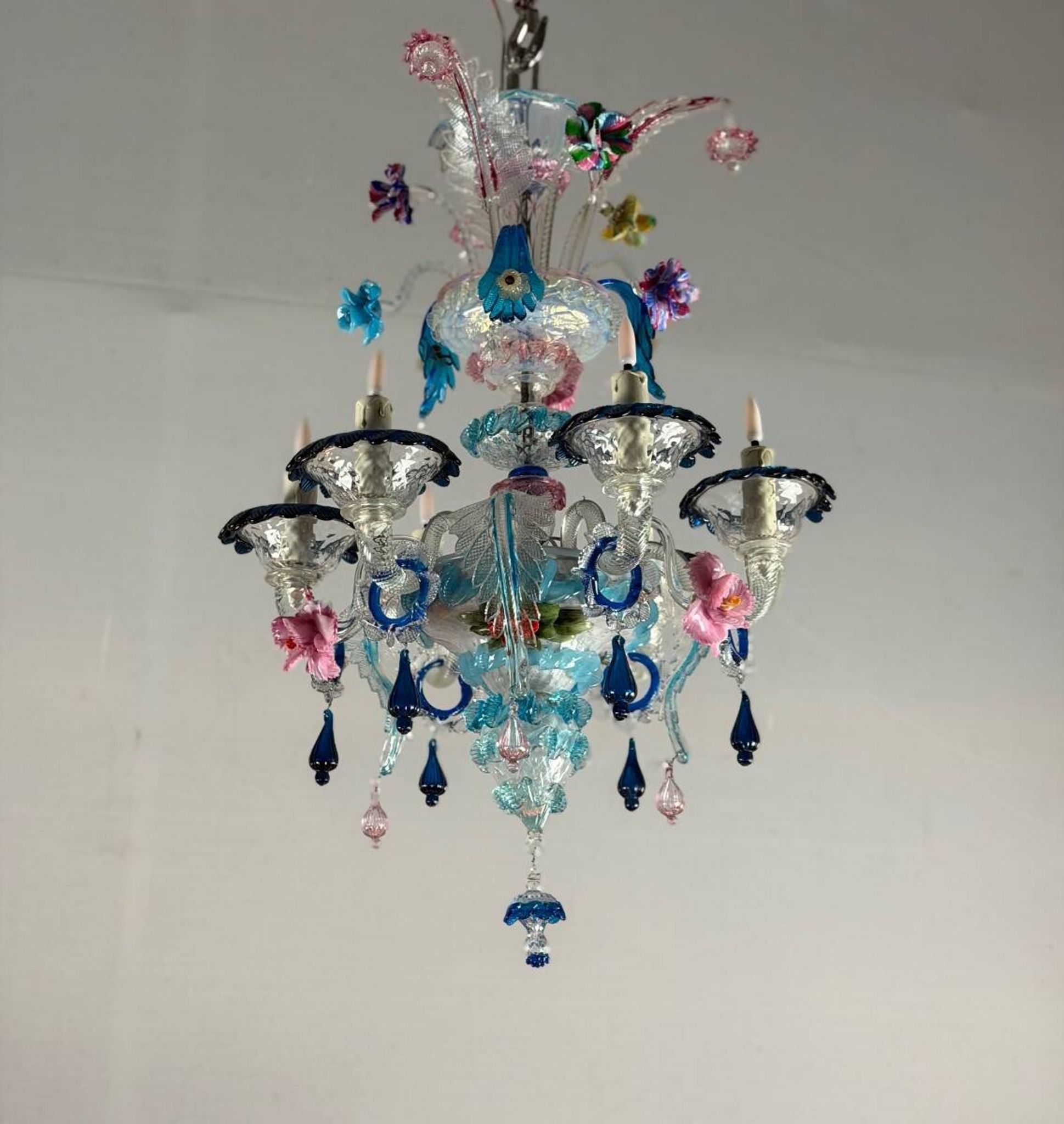 Lustre vénitien en verre de Murano multicolore, vers 1930