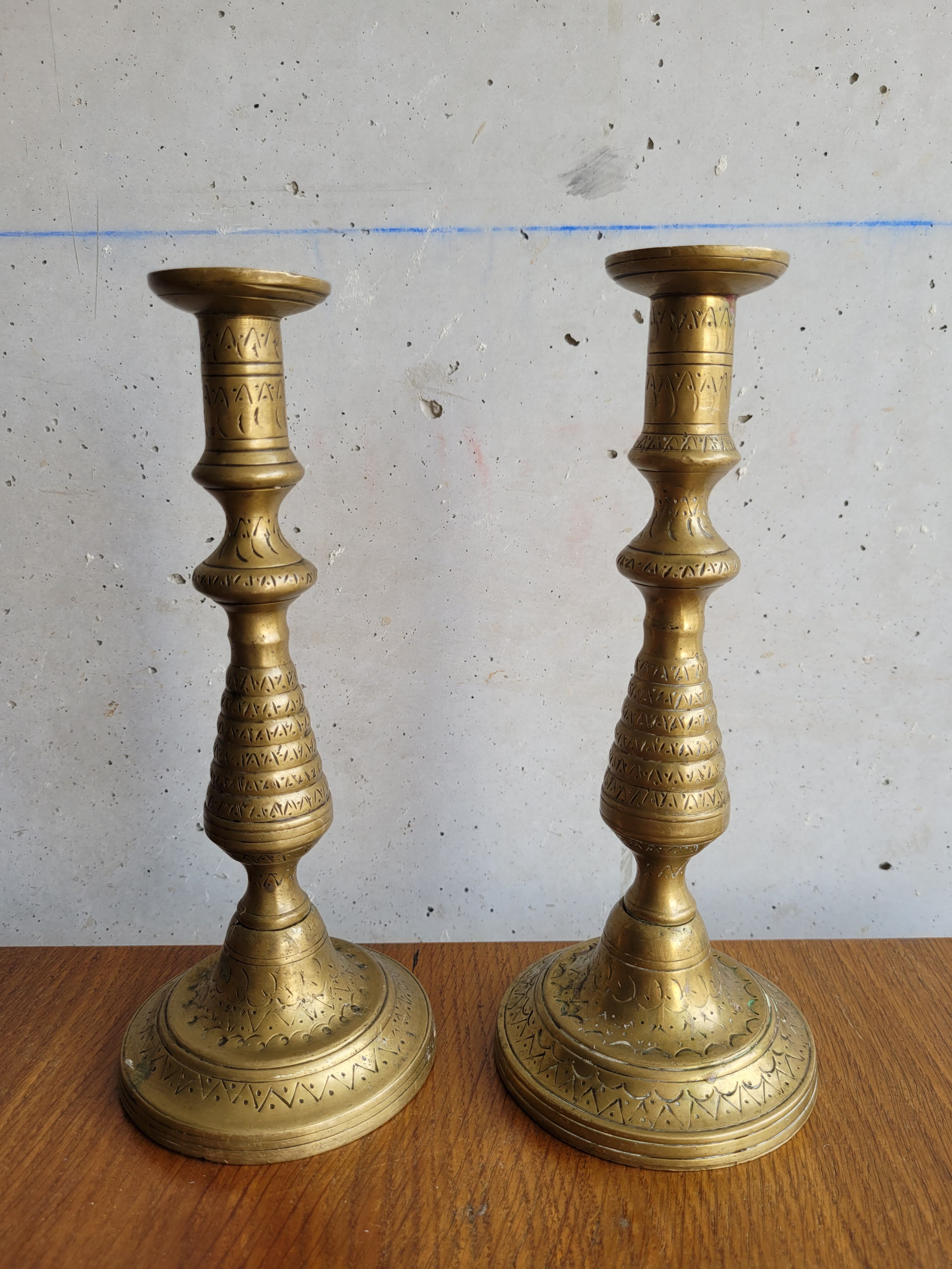Pair of brass candle holders