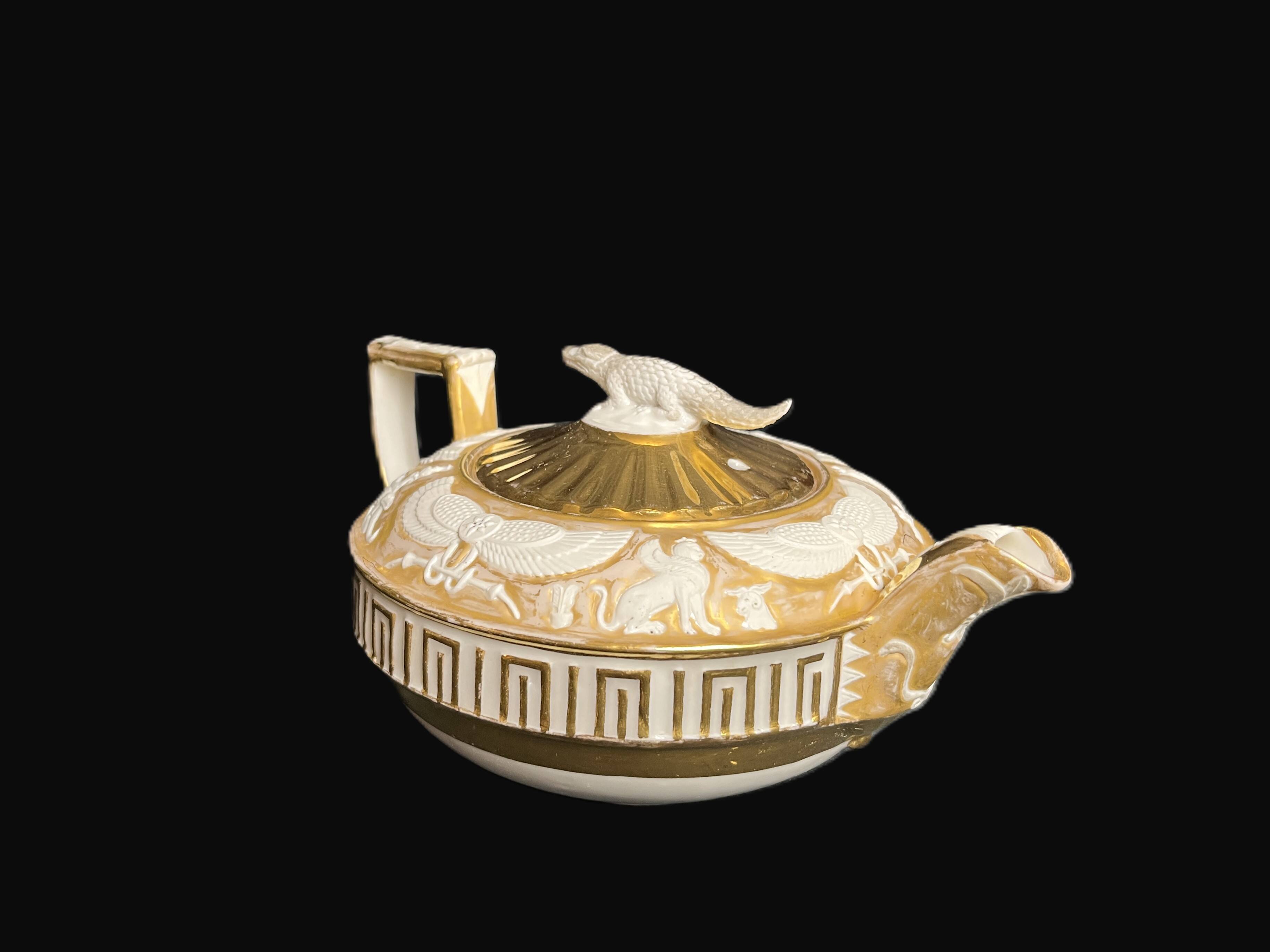 Tableware, porcelain teapot Wedgewood neo-Egyptian decor 20th century