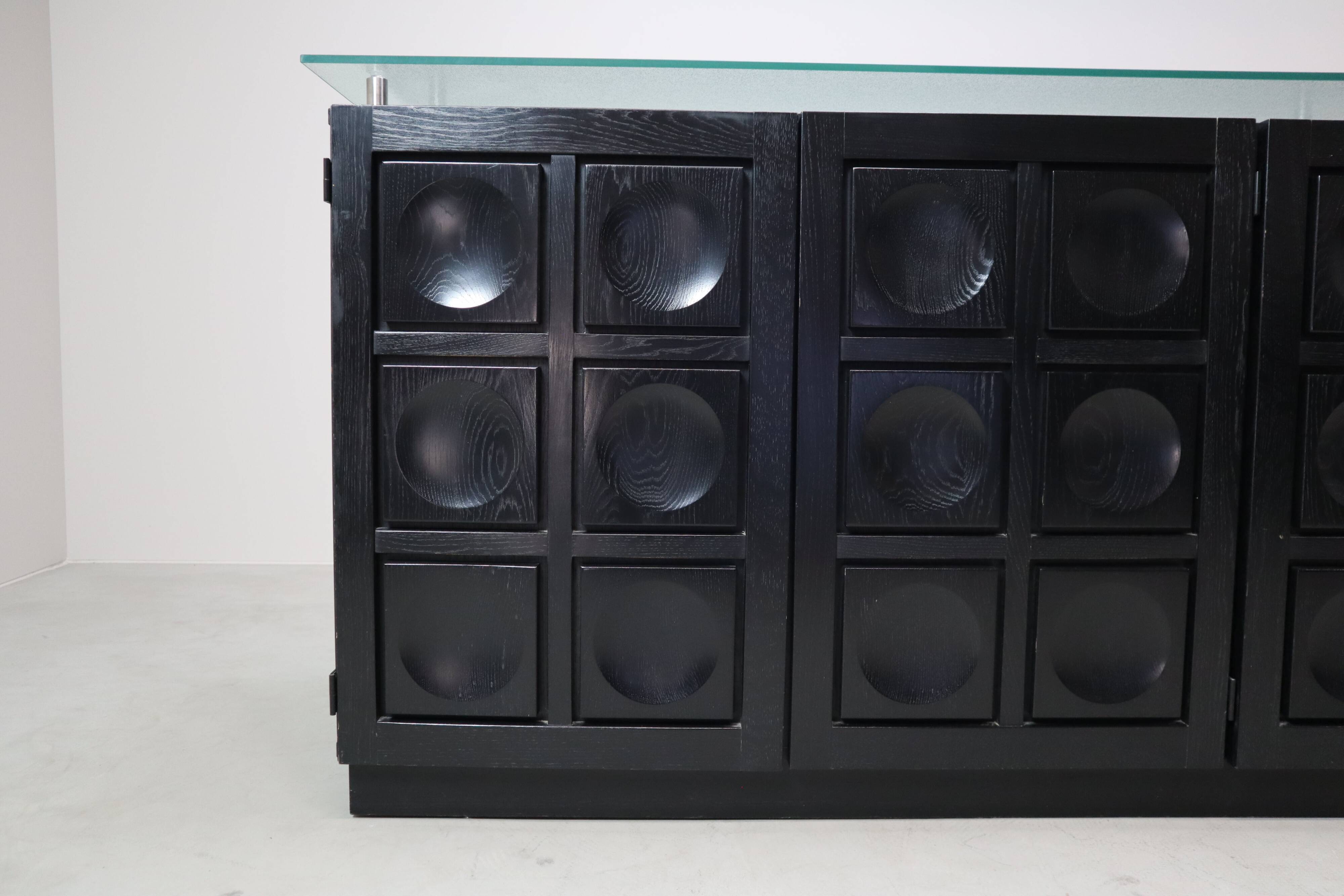 Black brutalist sideboard by Frans Defour, Belgium 1970's