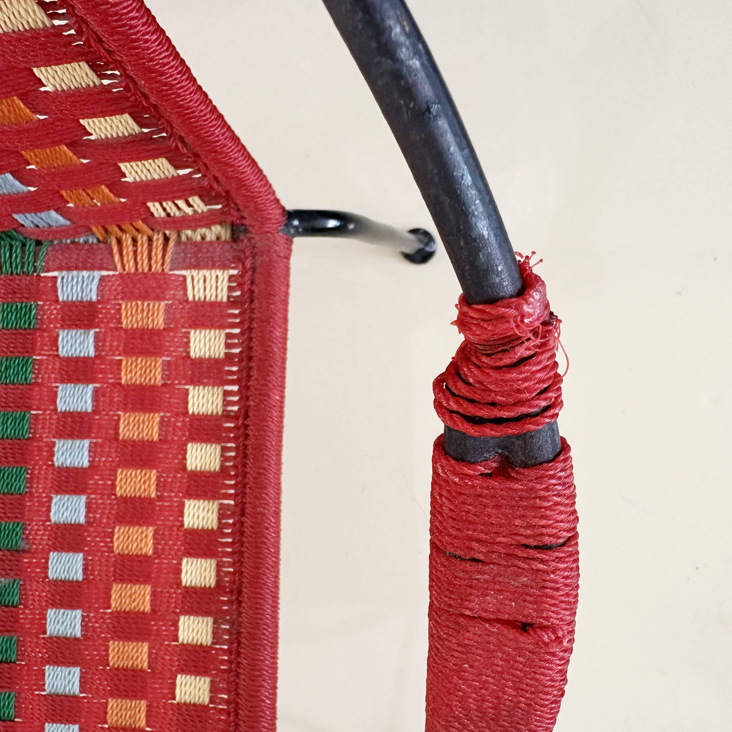 Vintage children's armchair in metal and multicolored braided wire from Togo
