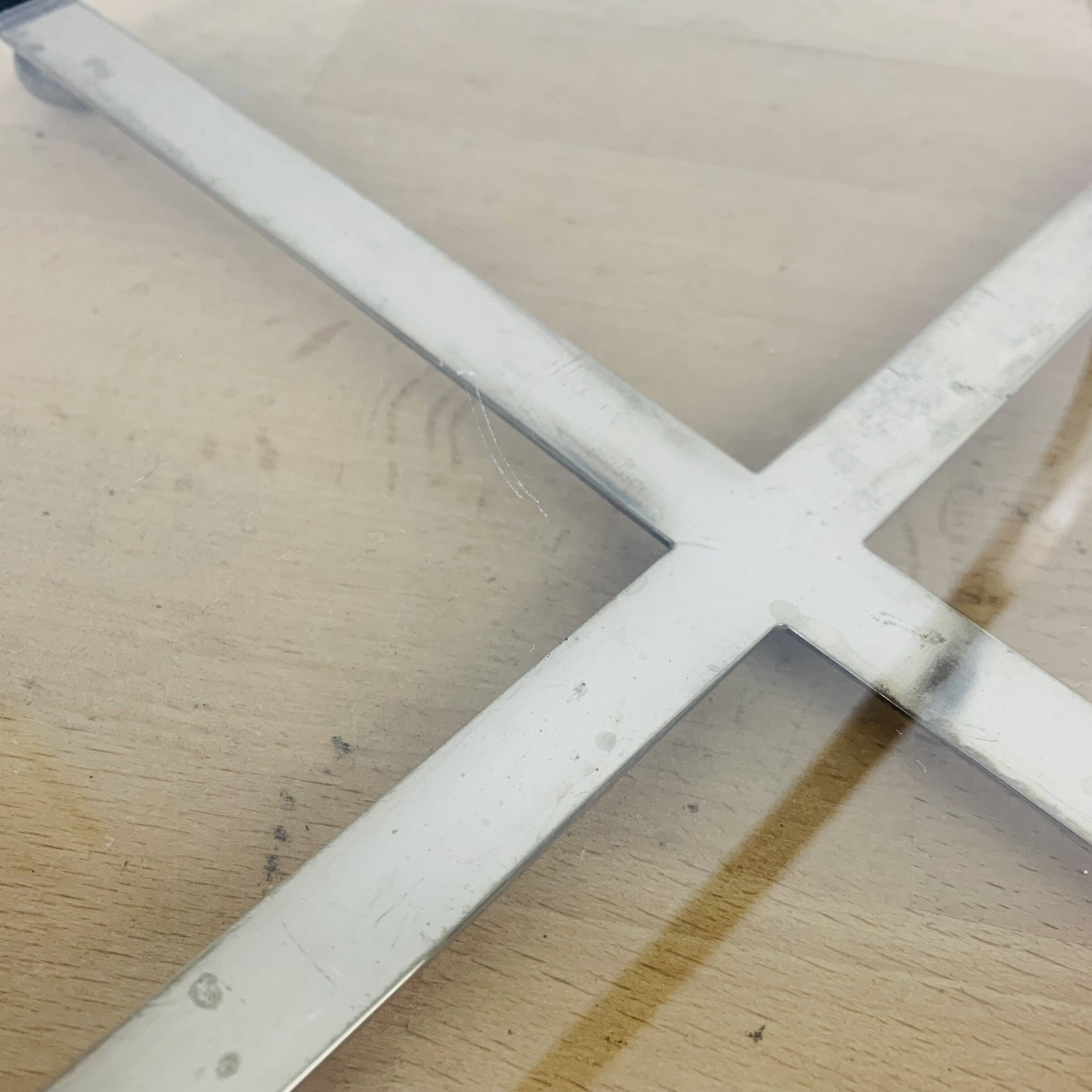 Silver metal and smoked glass tray