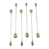 Set of neoclassical cocktail spoons, silver-plated brass, G.A.B., Sweden, 1930s