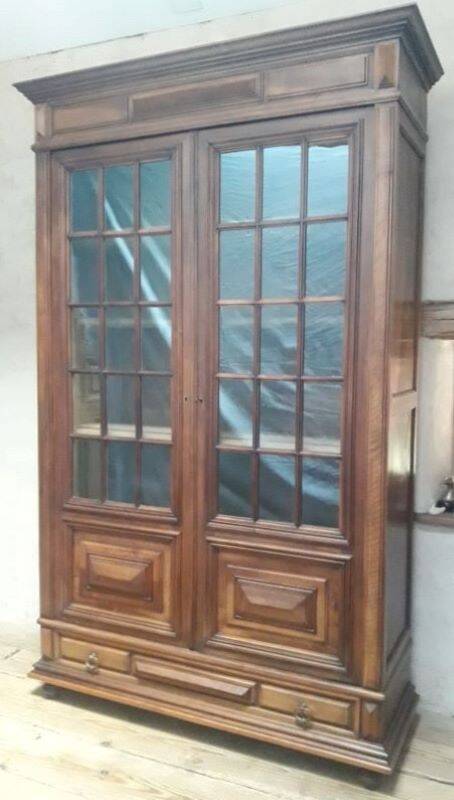 Walnut display cabinet 19th century H234cm
