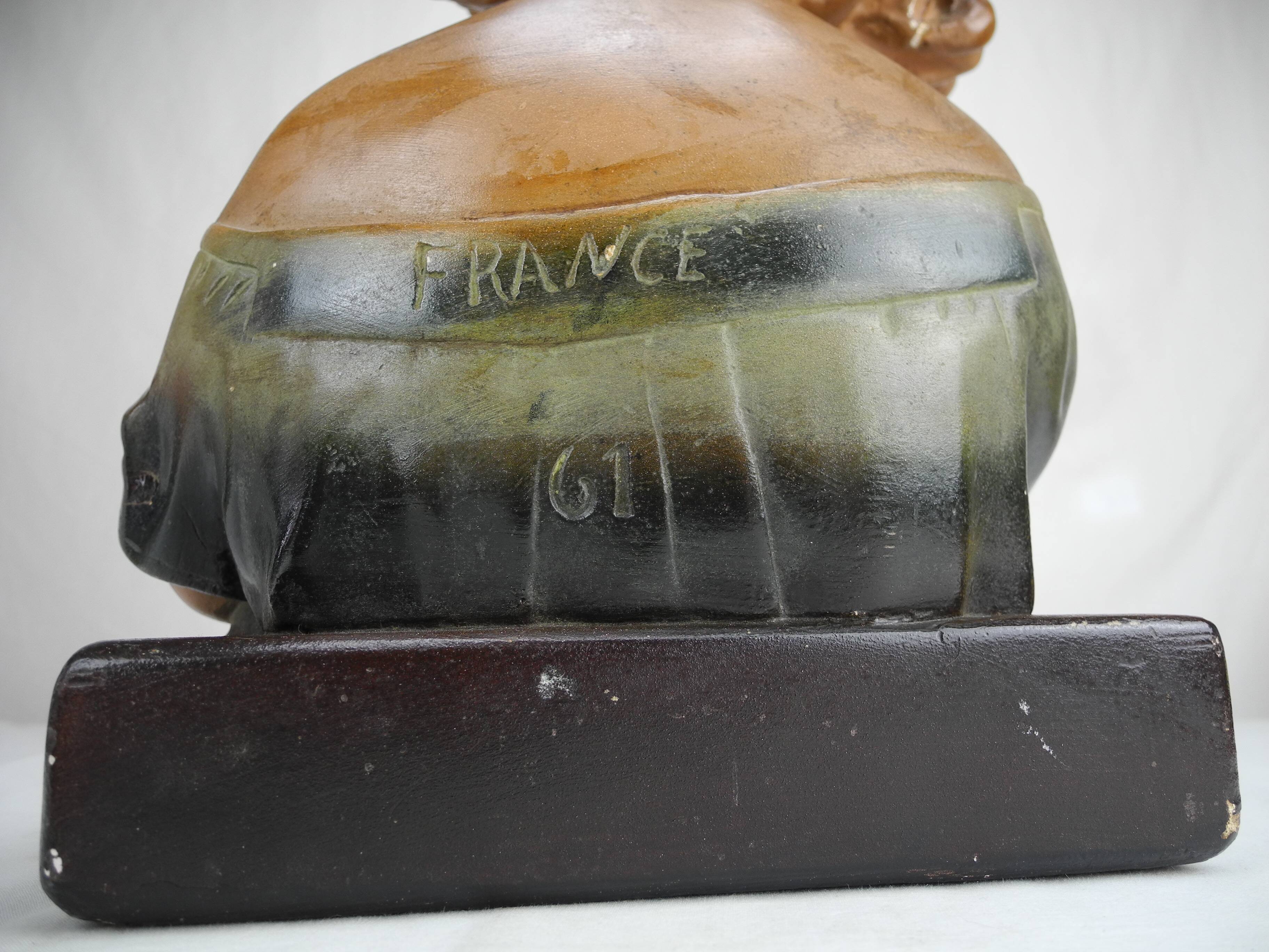 Old plaster bust under study art deco antique french bust 30s