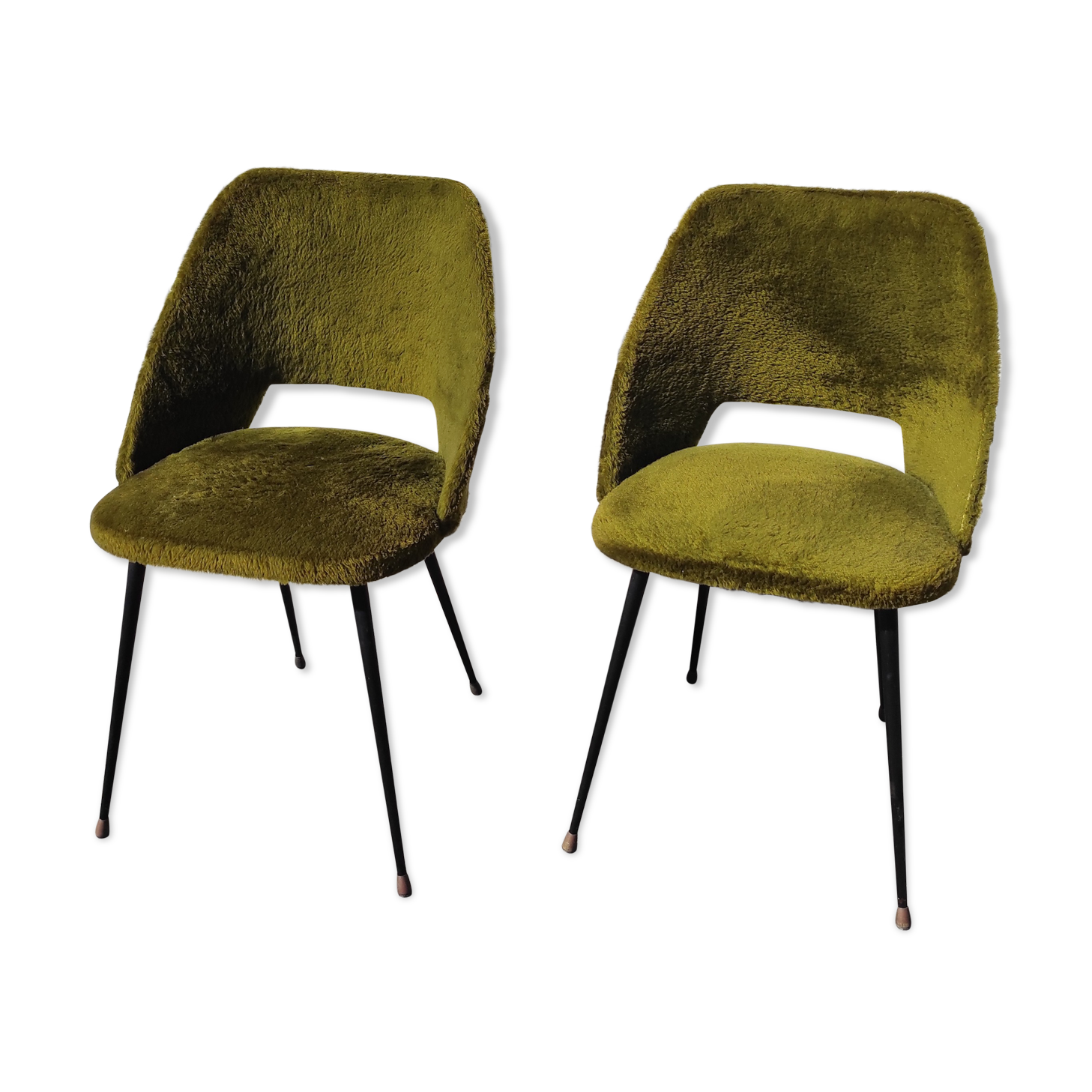 Pair of chairs "barrel" feet compass 60s