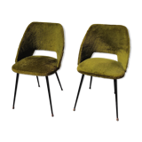 Pair of chairs "barrel" feet compass 60s