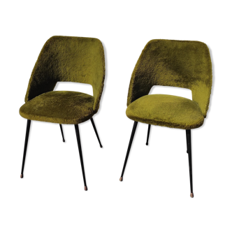 Paire de chaises « tonneau » pieds compas années 60