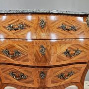 Rococo-Style Chest of Drawers — Stone Top, Mahogany & Brass Fittings