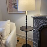 Turned wood lamp