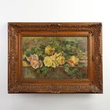 Romantic Floral Still Life Painting, Belgium ca. 1900