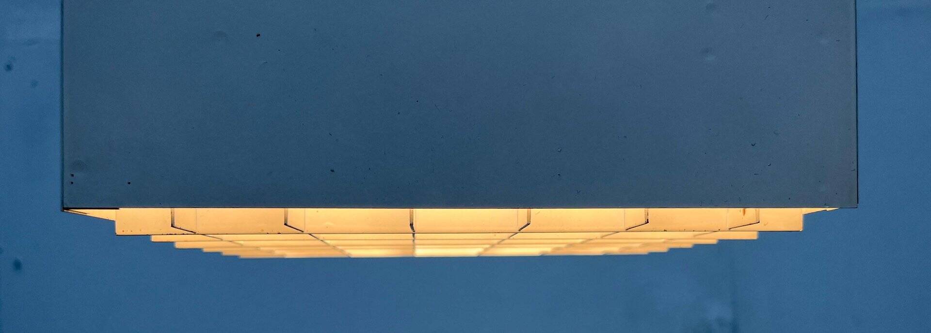 Modern minimalist cube ceiling light from the mid-century, Finland, 1960s.