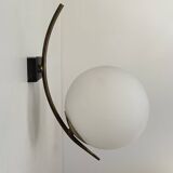 Vintage brass and opaline wall lamp, France 1960