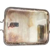 Silver-plated metal serving tray