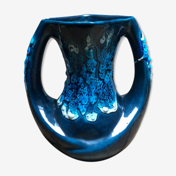 Old vase Vallauris blue deco 1960/1970