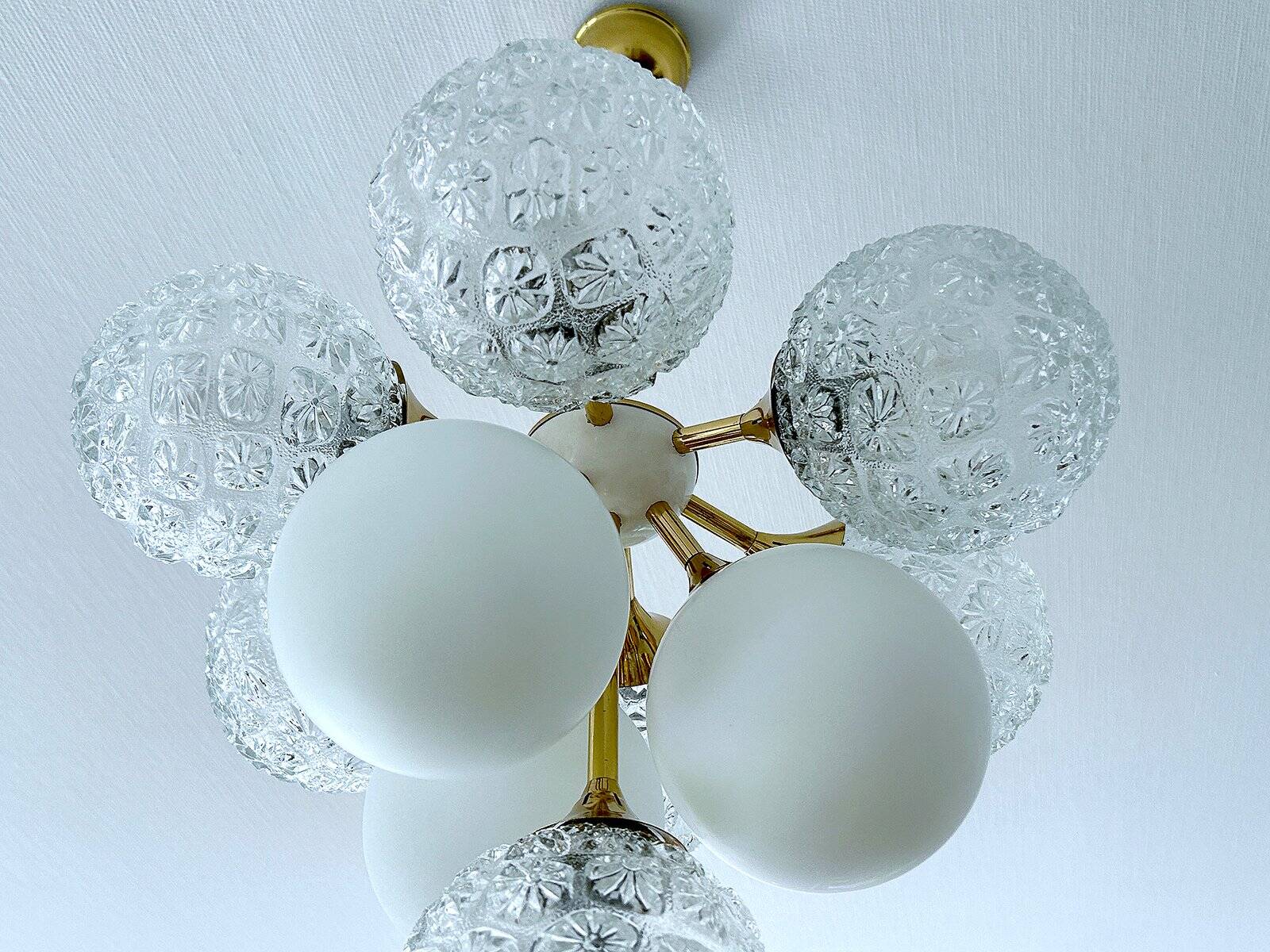 Large  Vintage Glass Pendant Light, 1960s