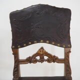 Pair of Antique Embossed Leather Chairs