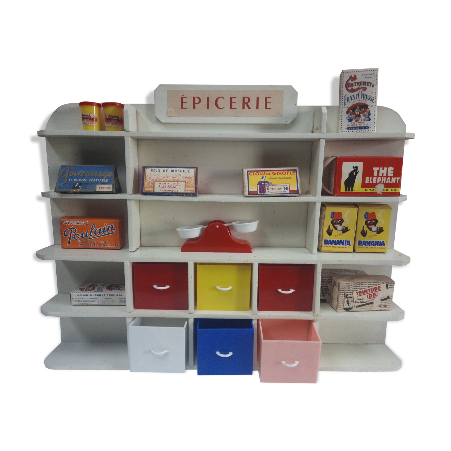 Old toy grocery dolls