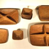 Exotic wood plate and bowl tray set