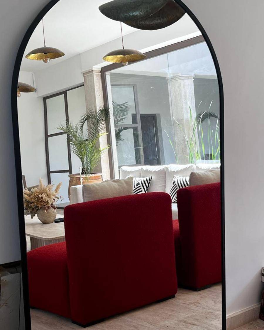 Black arch mirror 180x100 cm