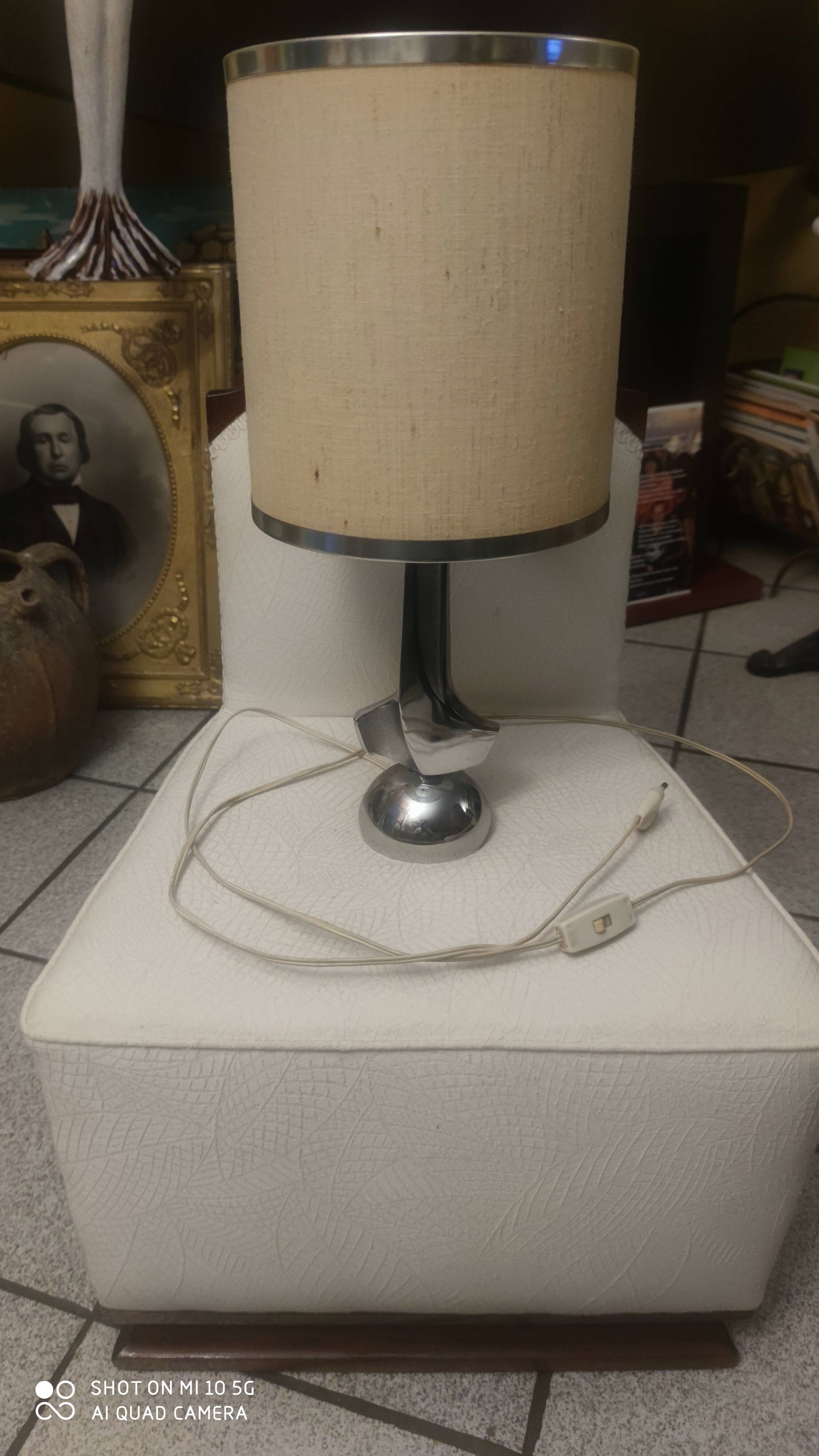 Chrome-plated metal lamp circa 1970