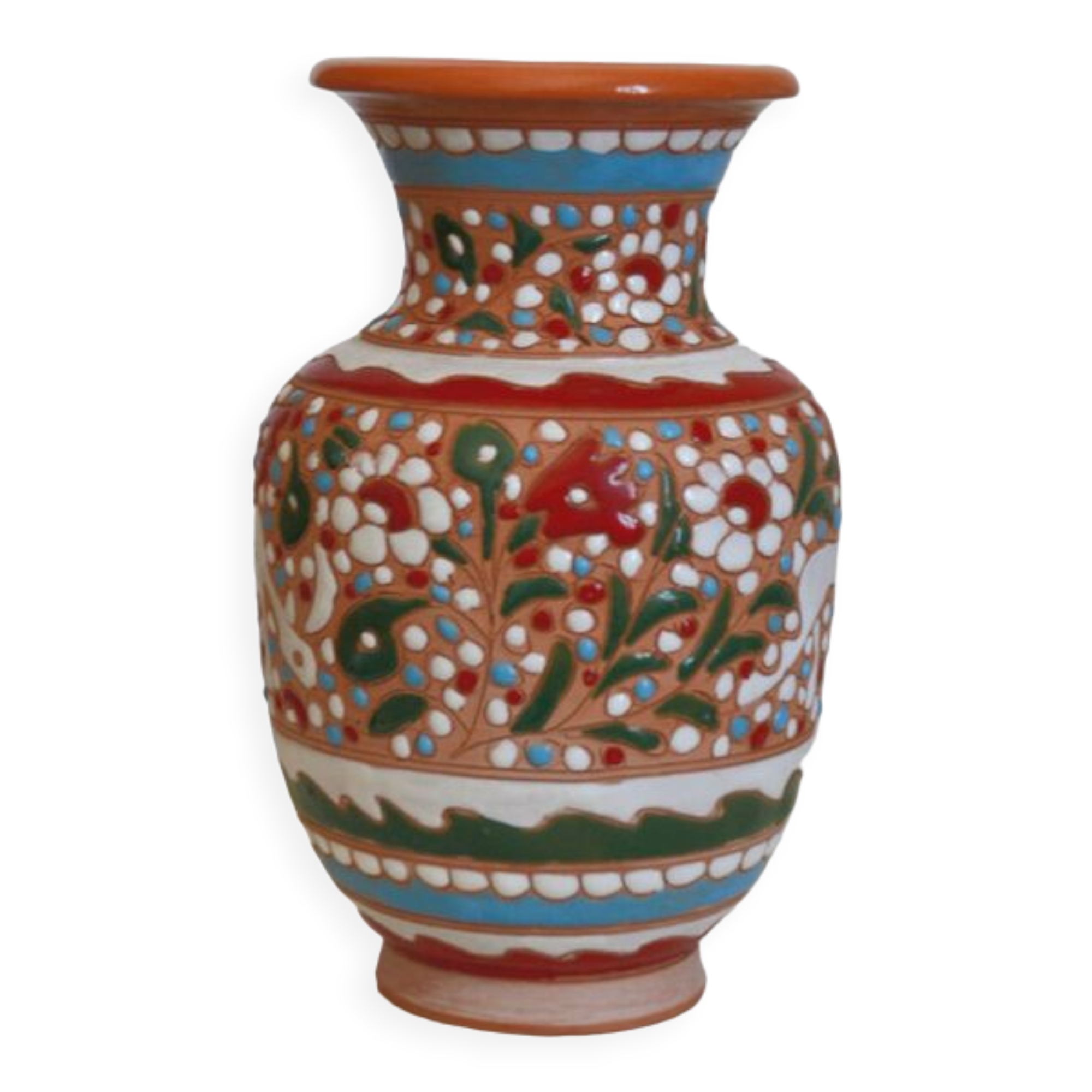 Handcrafted vase signed colorful patterned