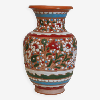 Handcrafted vase signed colorful patterned