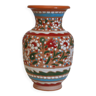 Handcrafted vase signed colorful patterned