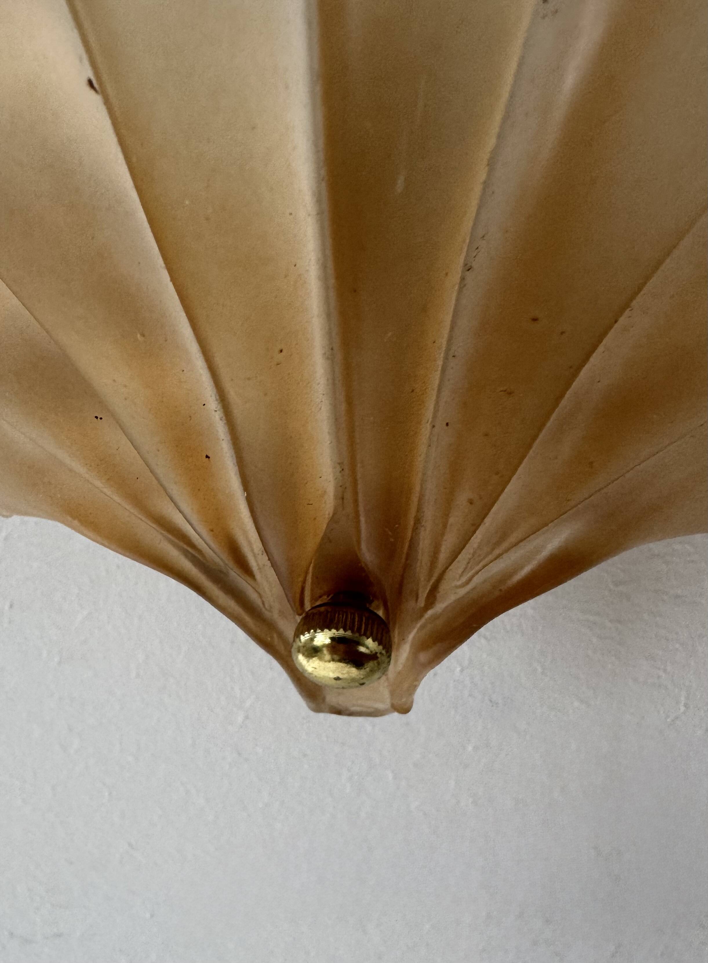 Applique vintage coquillage, verre ambré, France, 1970