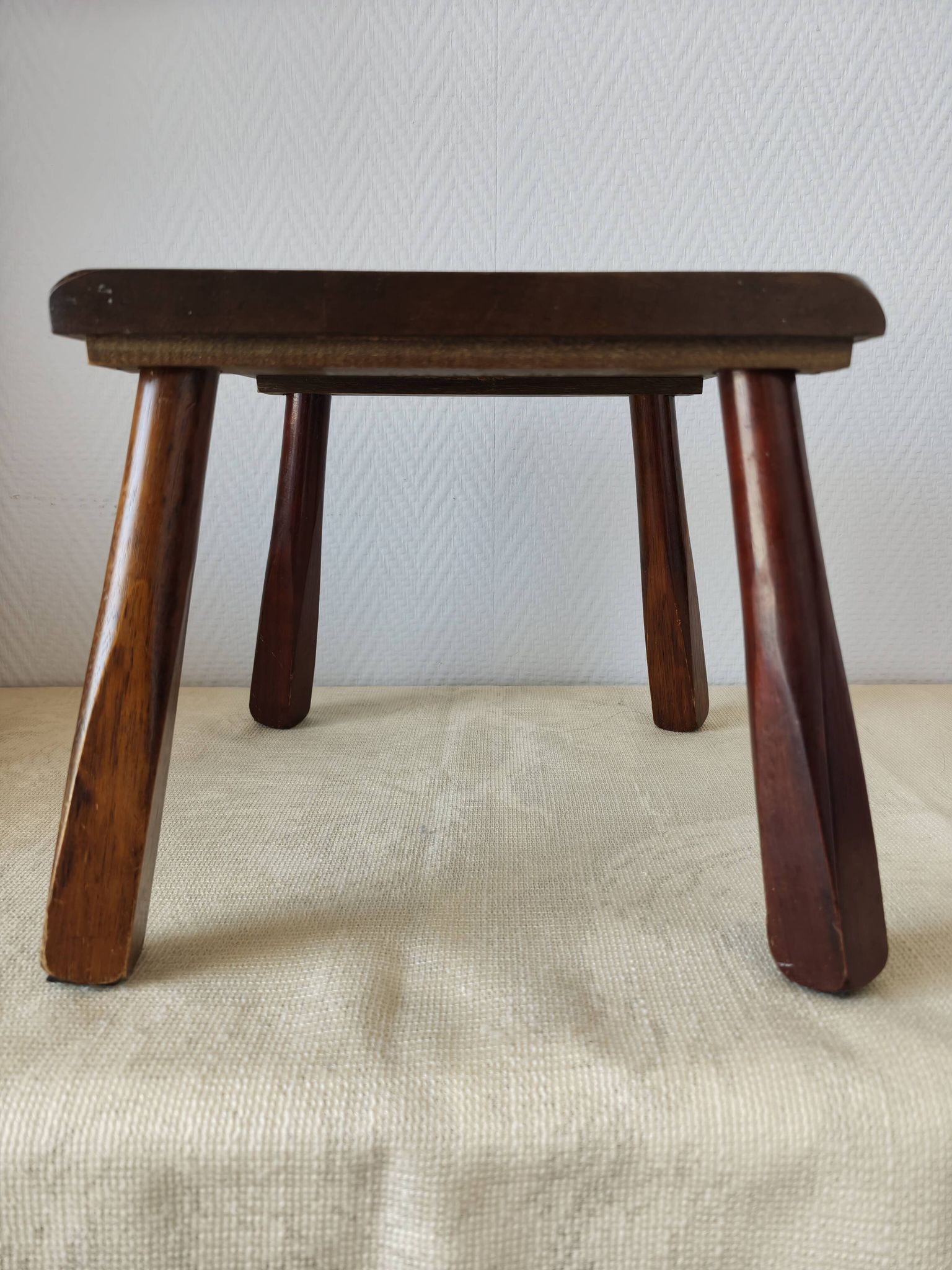 Wooden stool in Scandinavian style, handcrafted, circa 1960.