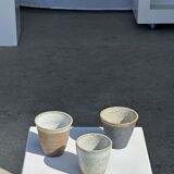 Lot de 3 tasses en céramique indonésienne (noir, mat brun & glacé moucheté)