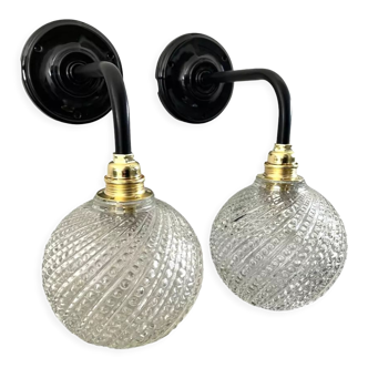 Set of two new electrified ball sconces