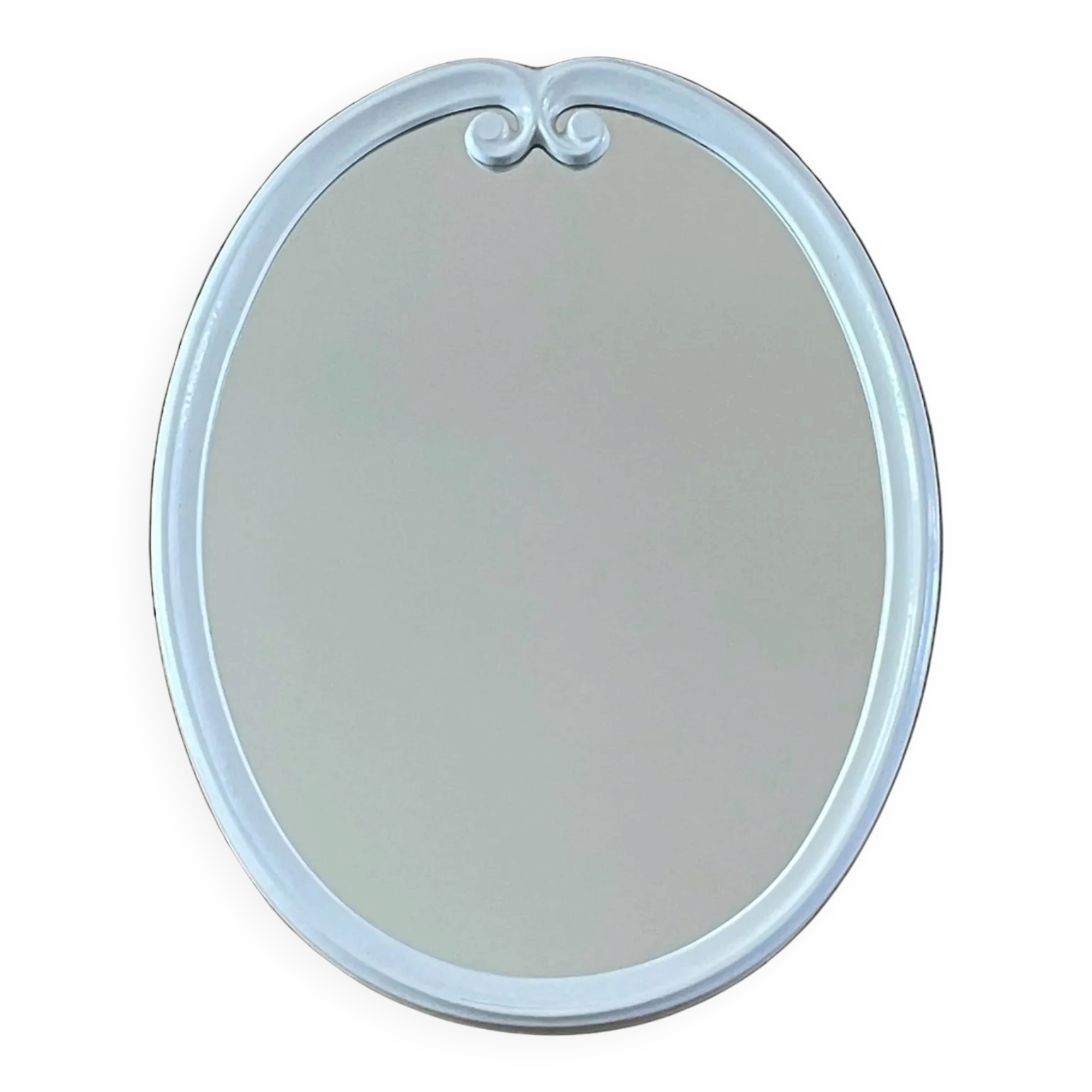 White enamelled cast iron mirror
