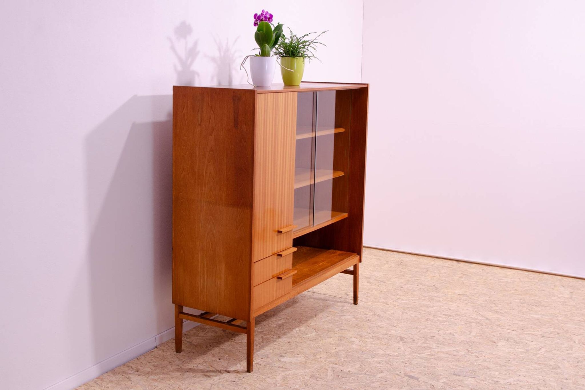 Midcentury glazed bookcase by František Mezulánik for UP Závody, 1960s