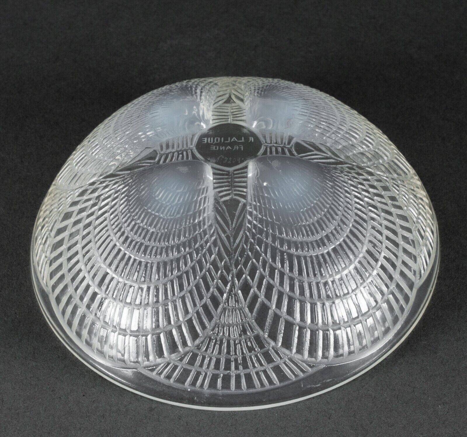 Lalique France opalescent scallop bowl numbered 3204
