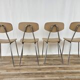 Set of four chairs in iron and skai 1970