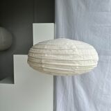 Suspension in rattan and natural japanese linen lantern shape h70 d50