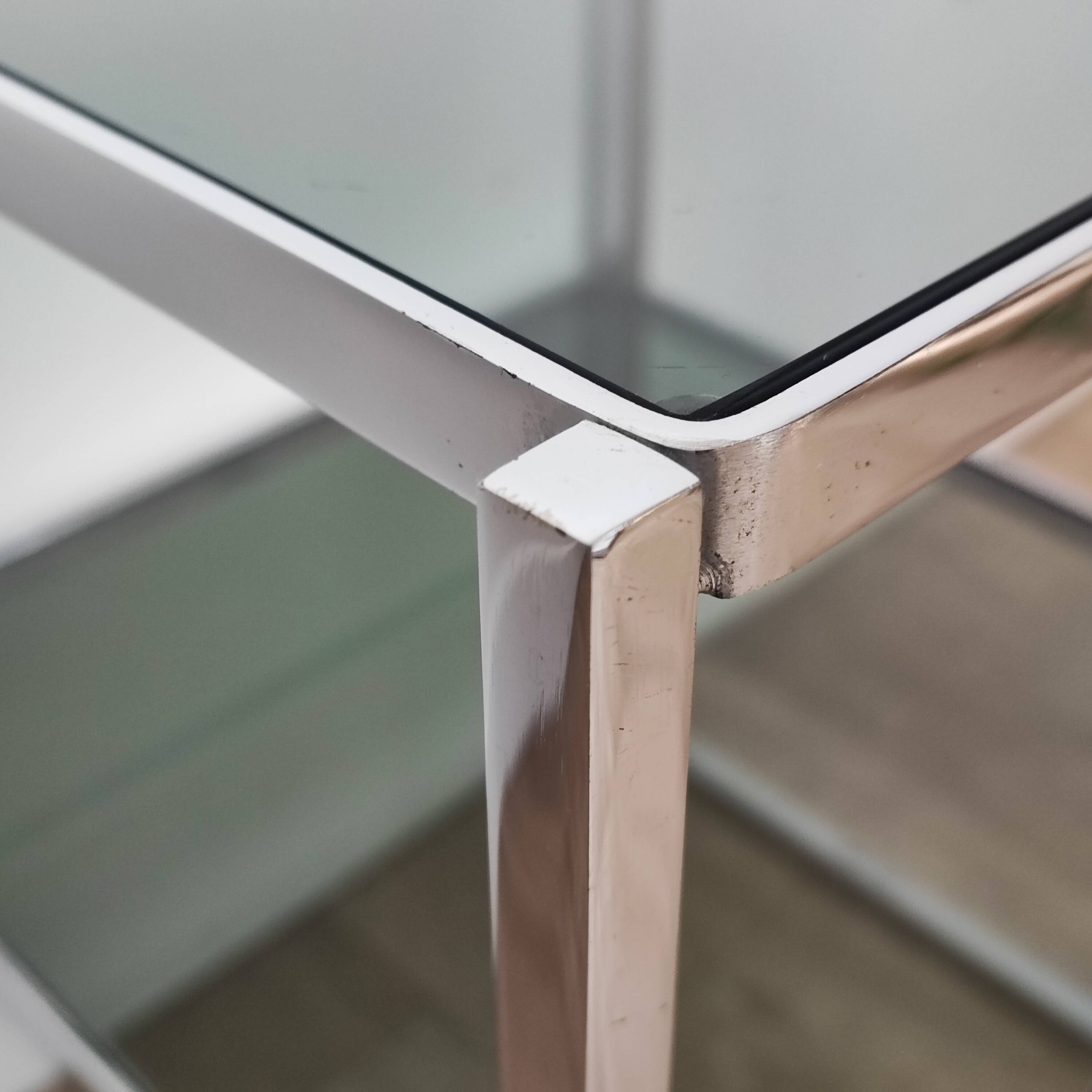 Chrome and glass side table